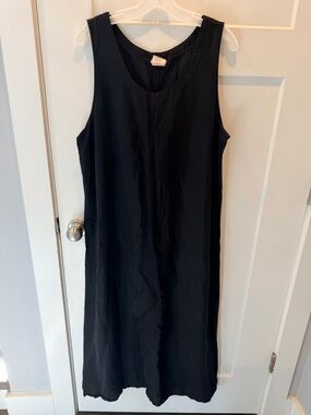 Black Sleeveless Shift Dress XL Tencel Lyocell Casual Minimalist Midi Dress